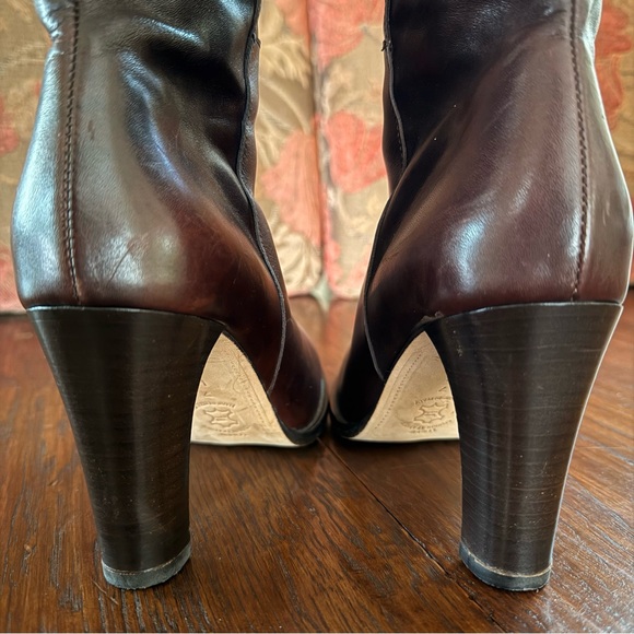 J. Crew Chocolate Brown Italian Leather Heeled Boots 7.5 - Picture 4 of 9